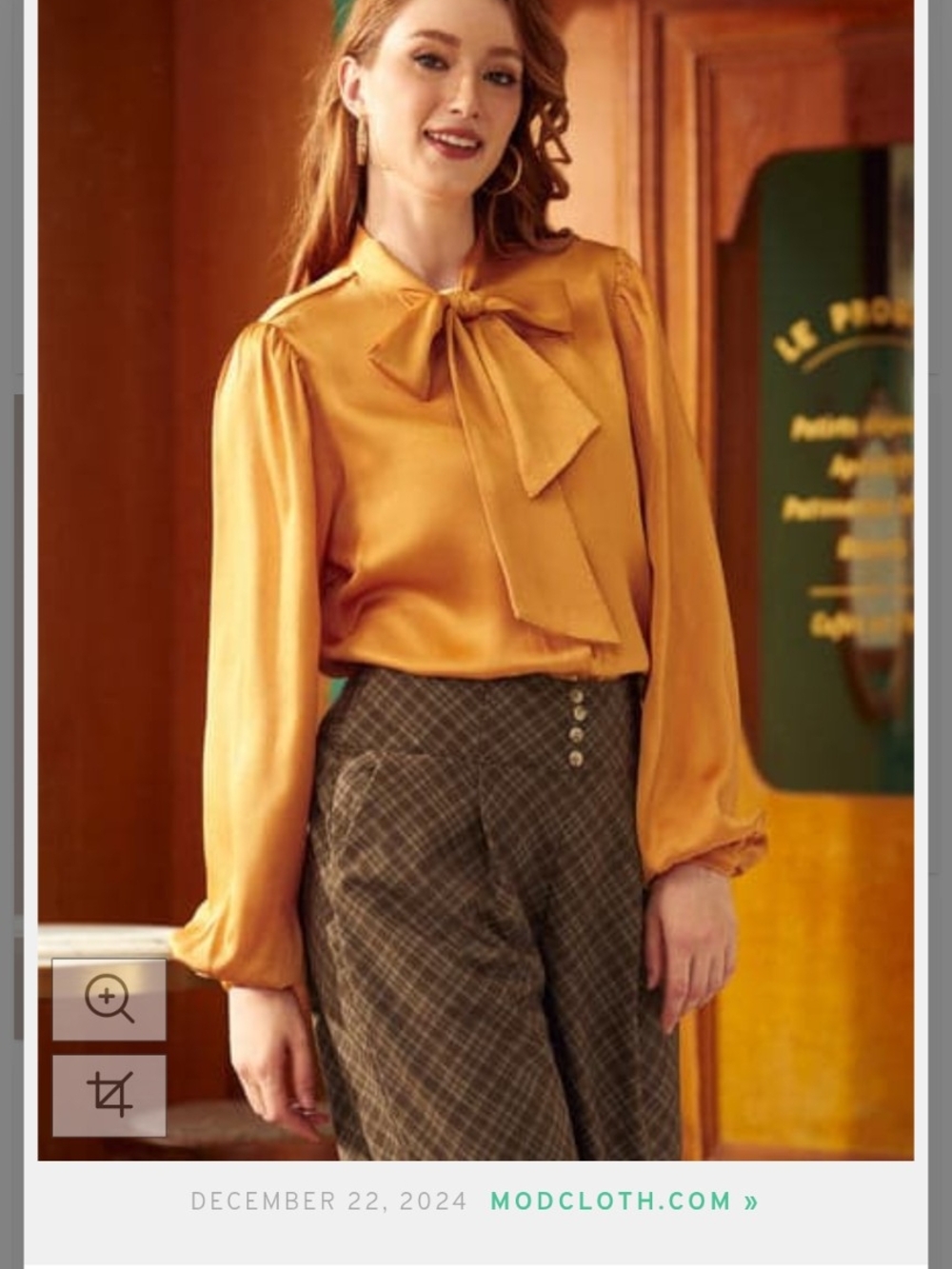 Silky Mustard Bow-Tie Blouse Modcloth NWOT - Women 2X